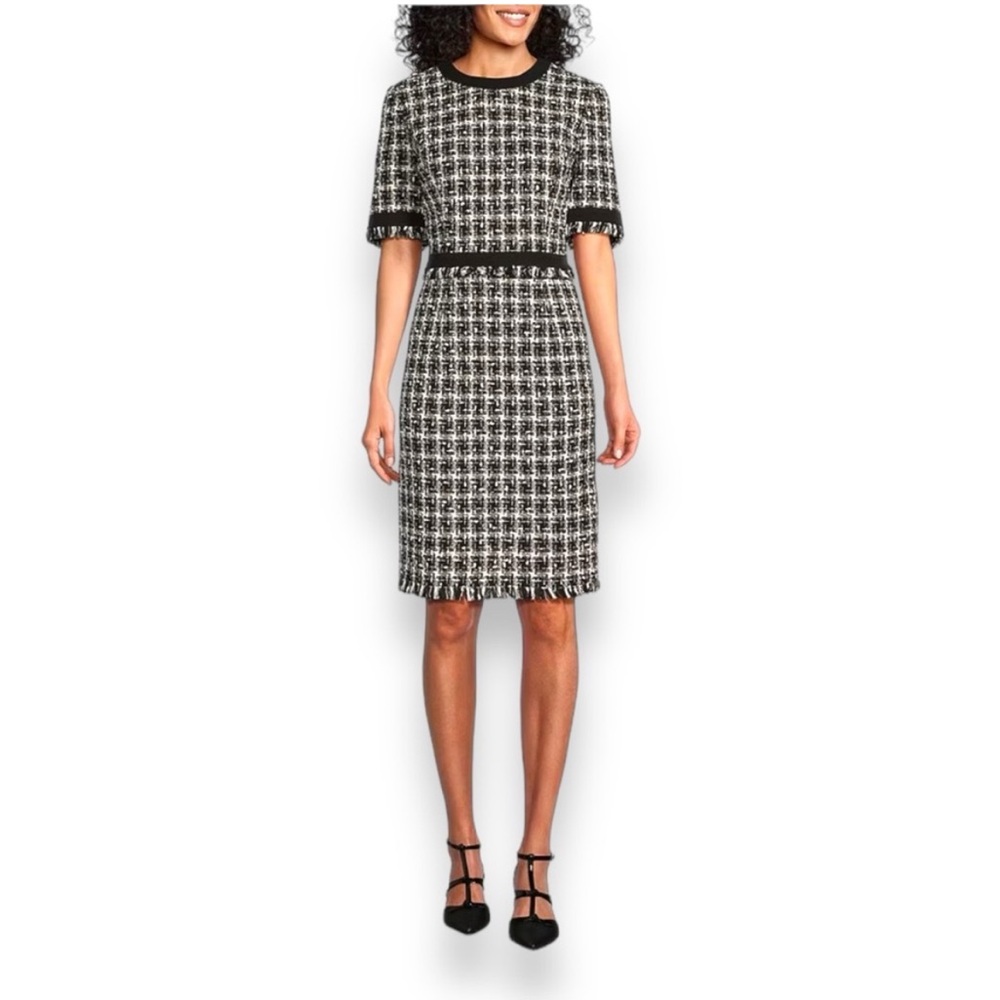 Preston & York ~ Tweed Metallic Short Sleeve Terri Sheath Dress ~ 6